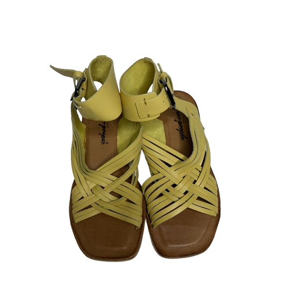 NEW Free People St. Kitts Woven Yellow Leather Sandals 37 - Picture 6 of 10